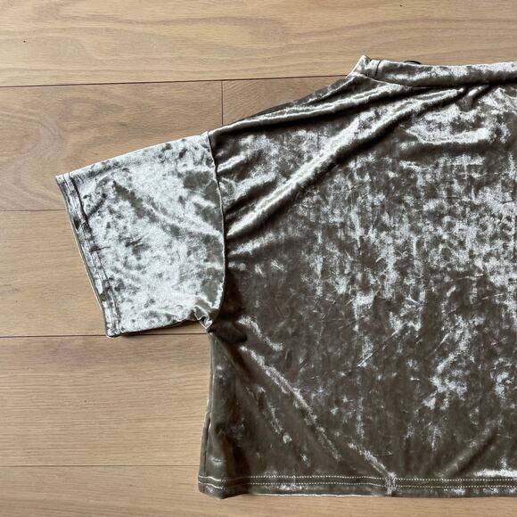 URBAN OUTFITTERS NWT Cropped Short Sleeve Velvet Tee // XS - Picture 8 of 8